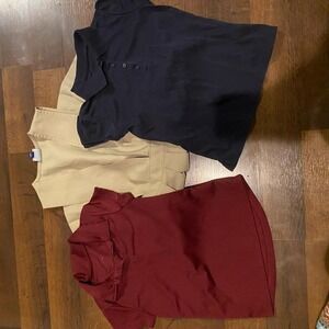 Girls Uniforms Tops Shirts Size 8/10 3 Piece Bundle Blue Maroon Tan French Toast